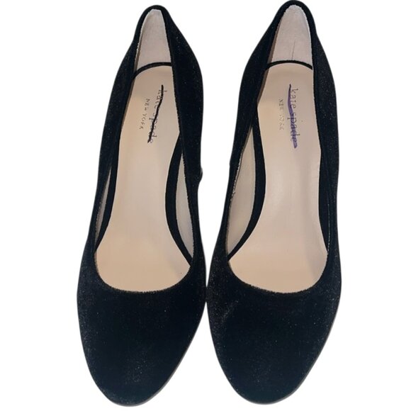 Kate Spade Sybil Black Velvet Rhinestone Block Heels Pumps Size 7 NIB - Picture 2 of 11